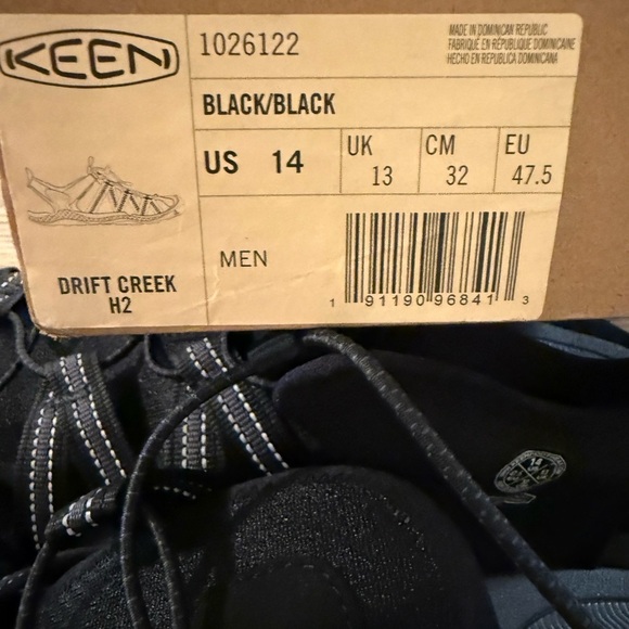 KEEN Men\'s Drift Creek H2 Closed Toe Water Sandals Black/Black Sz 14 NEW IN BOX